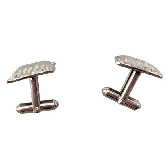 Square Textured Cufflinks Brushed Finish Silver Tone - Picture 3 of 3